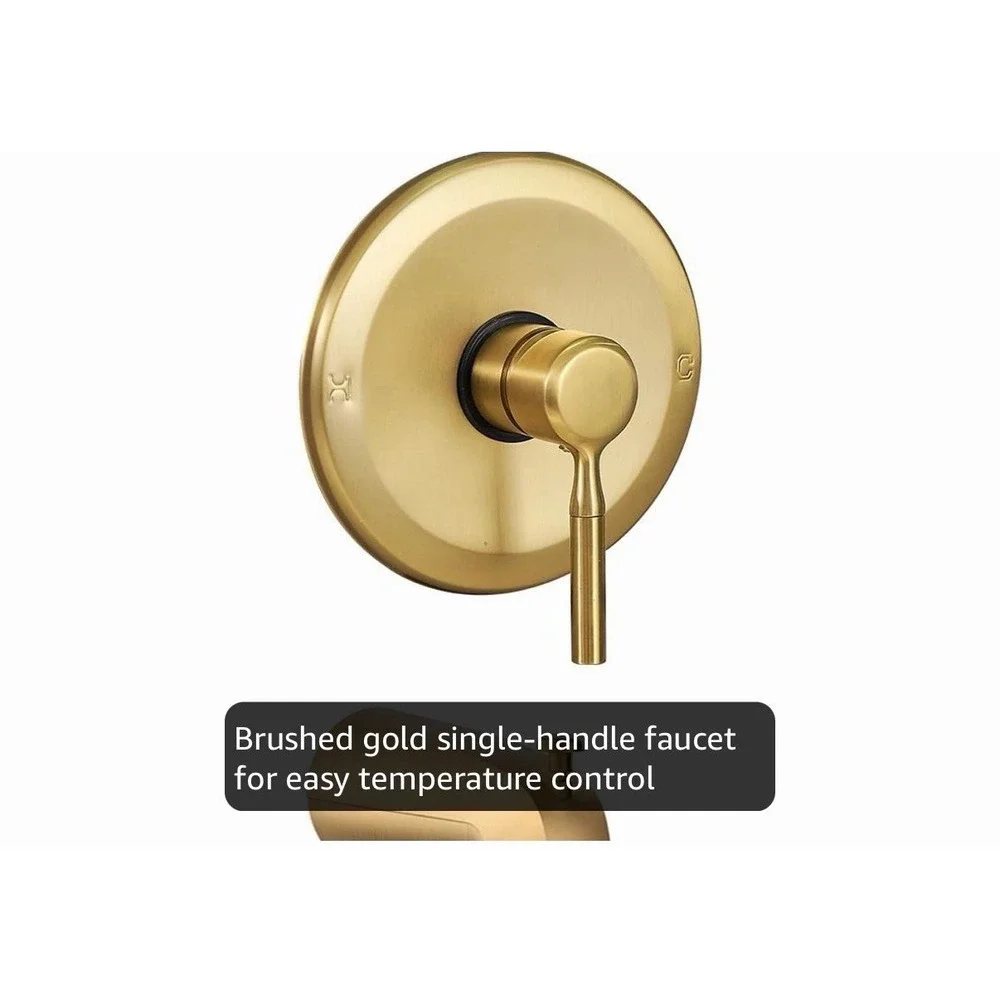 Tub Shower Faucet Set (Valve Included) with 6-Inch Rain Shower Head and Tub Spou